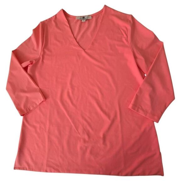 Jean Pierre Klifa Womens V Neck Pullover Solid Pink Top Size Large - Picture 5 of 10